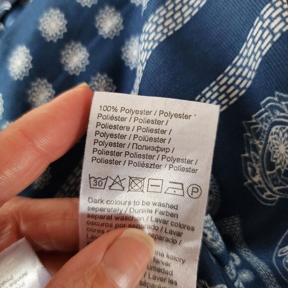 VILA Blue White Silky Jogger Pants Pockets Black Elastic Size S - Picture 8 of 8